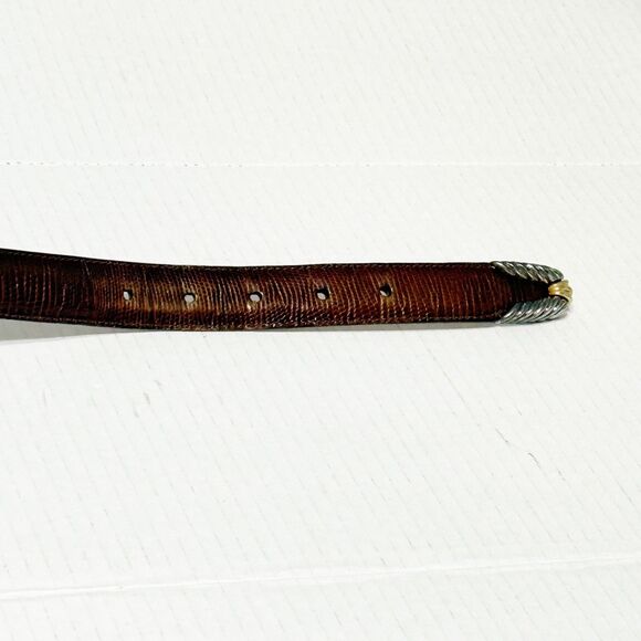 Vtg Brighton Museum Collection Brown Leather Belt Greco Roman Coin Rope Buckle L main image 4